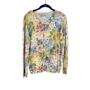 Retro Floral Knit Sweater Pink M Feminine Coquette Parisian Chic Preppy Classic